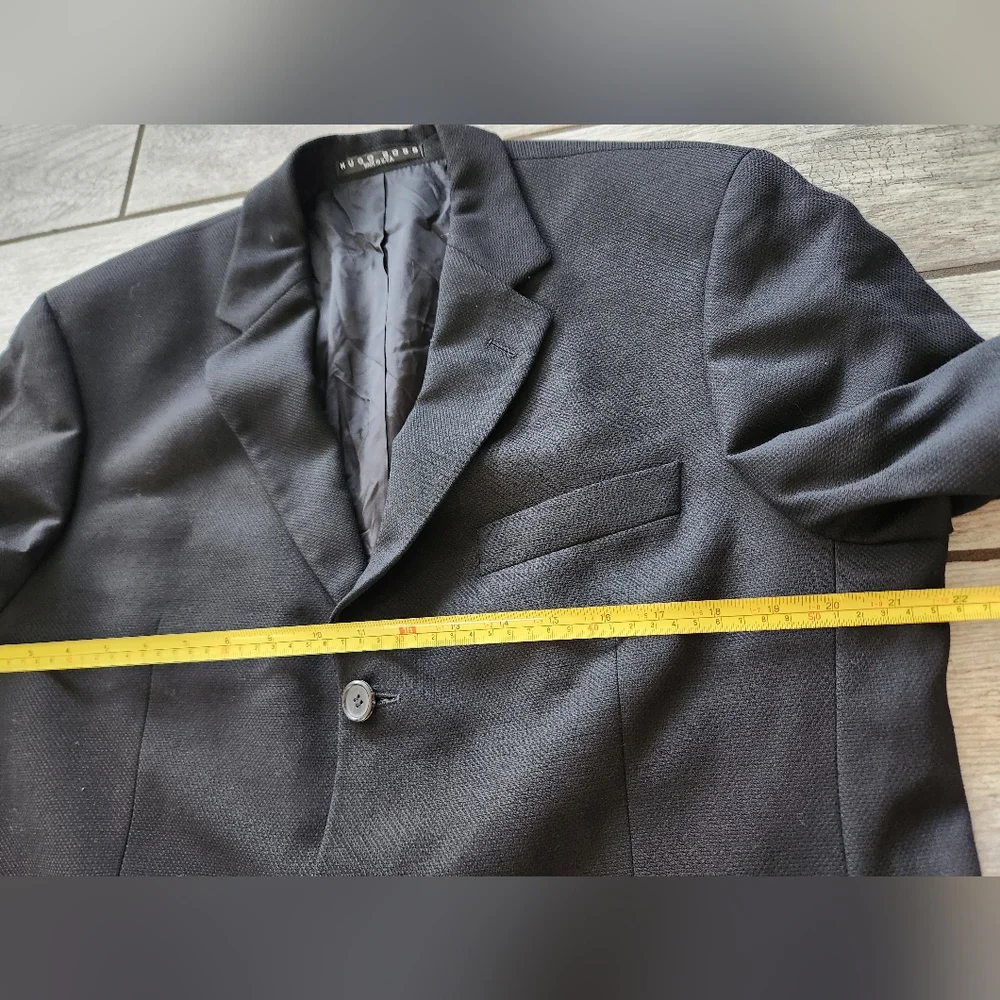 Hugo Boss‎ Black Blazer Sports Coat Jacket 40R Virgin Wool Preppy USA Made Vtg